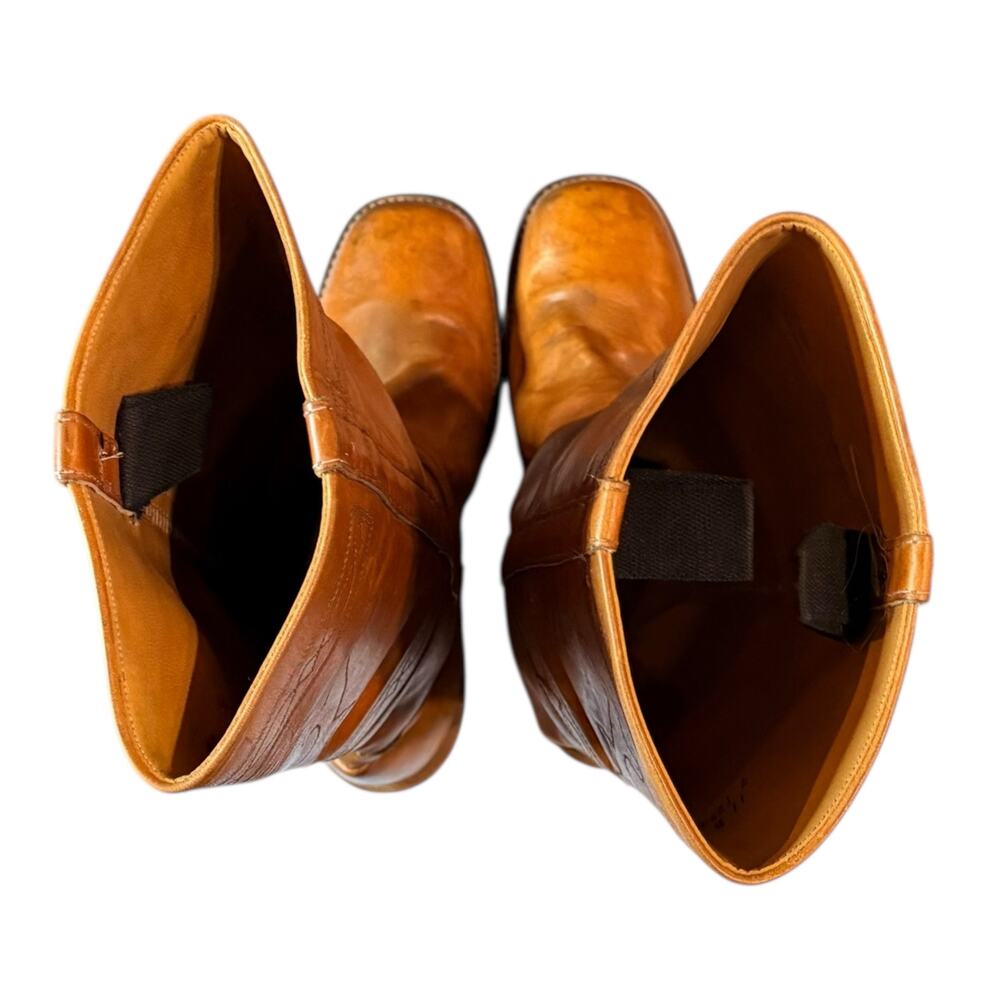 Vintage 70s Frye Campus Boots Womens Orange Leather Stitched High Shaft Sz 11D - Picture 6 of 12